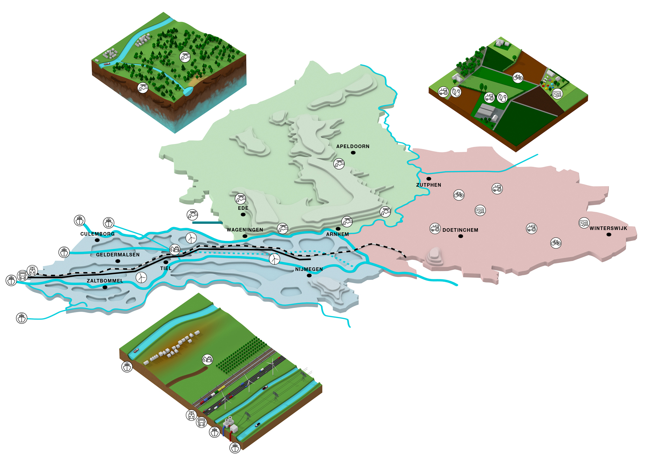 Infographics, ‘Ruimtelijke inrichting met begrip voor de ondergrond’, voor de provincie Gelderland